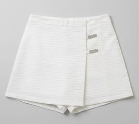 Conjunto PinkX Brilho Teen com Cropped em Tule Prata e Short Saia com Strass