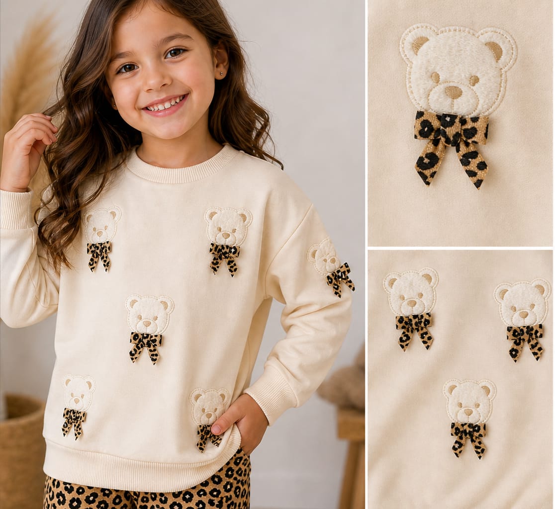Conjunto Infantil Moletom com Legging Peluciada Ursinho