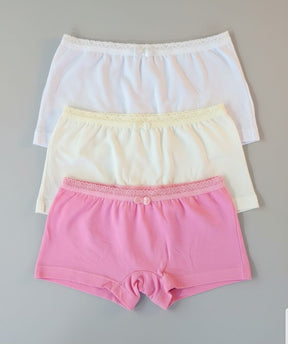 Calcinha Infantil Boxer 100% Algodão – Kit com 3 Peças Confortáveis e Respiráveis